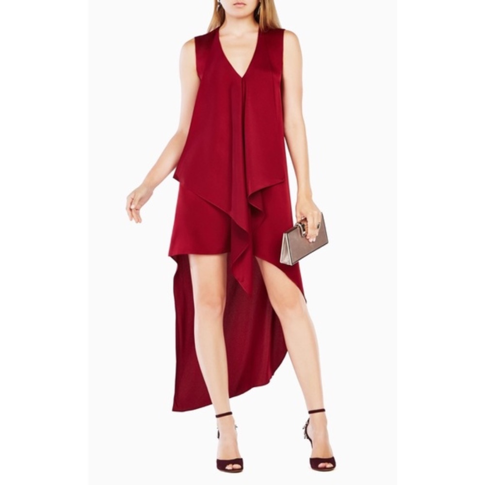 BCBG Max Azria Tara Hi Low Cascade Dress
